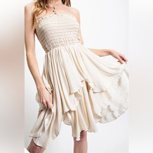 Easel Smocked Ruffled Dress